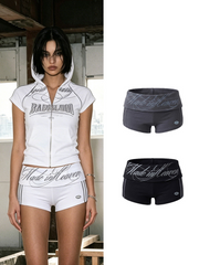 Badblood Women's Graphic Print Slim Fit Athletic Shorts