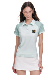 Women's Mint Green Polo Collar Quick-Dry Sports T-Shirt