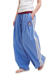Unisex Striped Drawstring Wide-Leg Parachute Pants