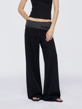 Badblood Women's Low-Rise Foldover Striped Wide-Leg Sweatpants