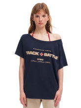 Women's Off-Shoulder Cross Graphic Oversized T-Shirt