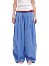 Unisex Striped Drawstring Wide-Leg Parachute Pants