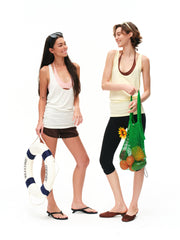 Women's Halter Neck Open Back Ribbed Tank Top