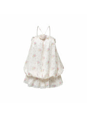 1JINN STUDIO Women's Floral Halter Bubble Hem Mini Dress