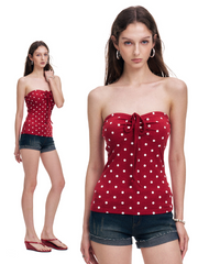 Badblood Women's Vintage Polka Dot Halter Cami Top