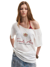 Women's Letter Graphic One-Shoulder Loose Fit T-Shirt