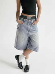 Badblood Women's High-Rise Wide-Leg Denim Bermuda Shorts