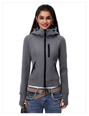 Women's Vintage Slim Fit Hooded Zip-Up Jacket