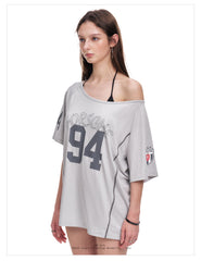 Women's Vintage Off-Shoulder Oversized Jersey T-Shirt