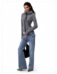Women's Vintage Slim Fit Hooded Zip-Up Jacket