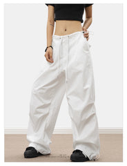 Women's White Parachute Cargo Pants