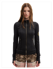 Women's Slim Fit Zip-Up Sun Protection Jacket with Gold Zipper