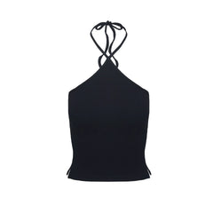 2026 summer cross hanging neck beautiful back camisole vest with back straps, spicy girl backless sleeveless top with chest cushion