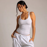 U-neck H-shaped vest with chest cushion, American style spicy girl elastic thread slim fit and slimming camisole top for summer 2026