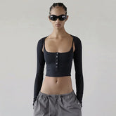 Xia Spicy Girl Sexy Square Neck Short Strap Badblood with Chest Cushion to Cover the Side Breasts Tight Anti Light Strap Top