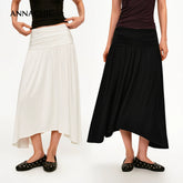 ANNACHIC Naples Holiday _ Irregular Scattered Folded Half Skirt for Women/Flesh Covering Half Skirt Medium length Skirt