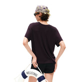 Our Stage: Lyocell Wool Skin friendly, Breathable, Off Shoulder Classic, Versatile, Loose, Slimming Summer Short Sleeve T