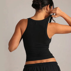 U-neck H-shaped vest with chest cushion, American style spicy girl elastic thread slim fit and slimming camisole top for summer 2026