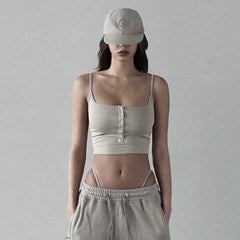 Xia Spicy Girl Sexy Square Neck Short Strap Badblood with Chest Cushion to Cover the Side Breasts Tight Anti Light Strap Top