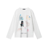 Women's Cat Graphic Long Sleeve Crew Neck T-Shirt