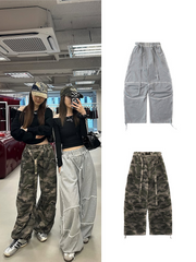 Badblood Women's Vintage Camo Leopard Wide-Leg Sweatpants