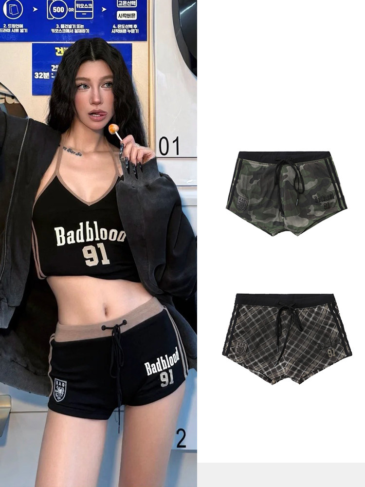 Badblood Women's Vintage Embroidered Athletic Hot Shorts