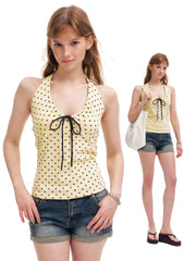 Badblood Women's Star Print Halter Bow Cami Top