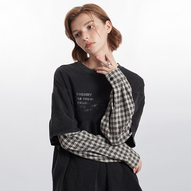 HeyHenry Streetwear Faux Two-Piece Long Sleeve T-Shirt