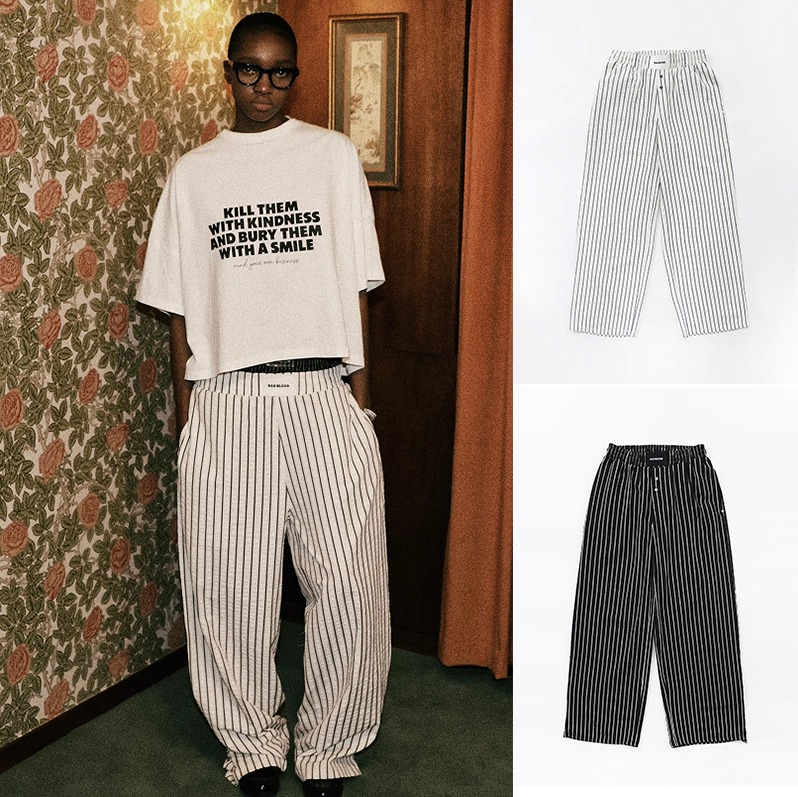 Badblood Women's Vintage Striped Wide-Leg Pants