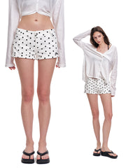 Women's Vintage Polka Dot Low-Rise Foldover Shorts