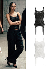 Badblood Women's Lace Trim Slim Fit Cami Top