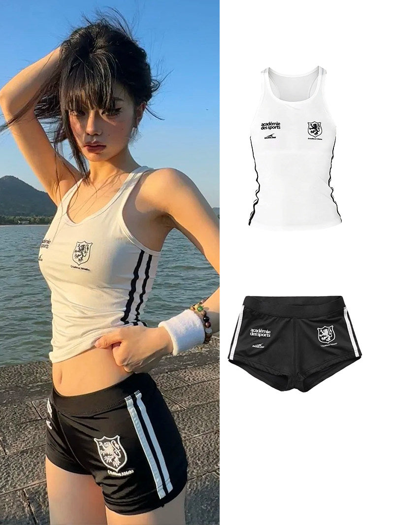 Badblood Women's Vintage Letter Print Jersey Tank Top Set