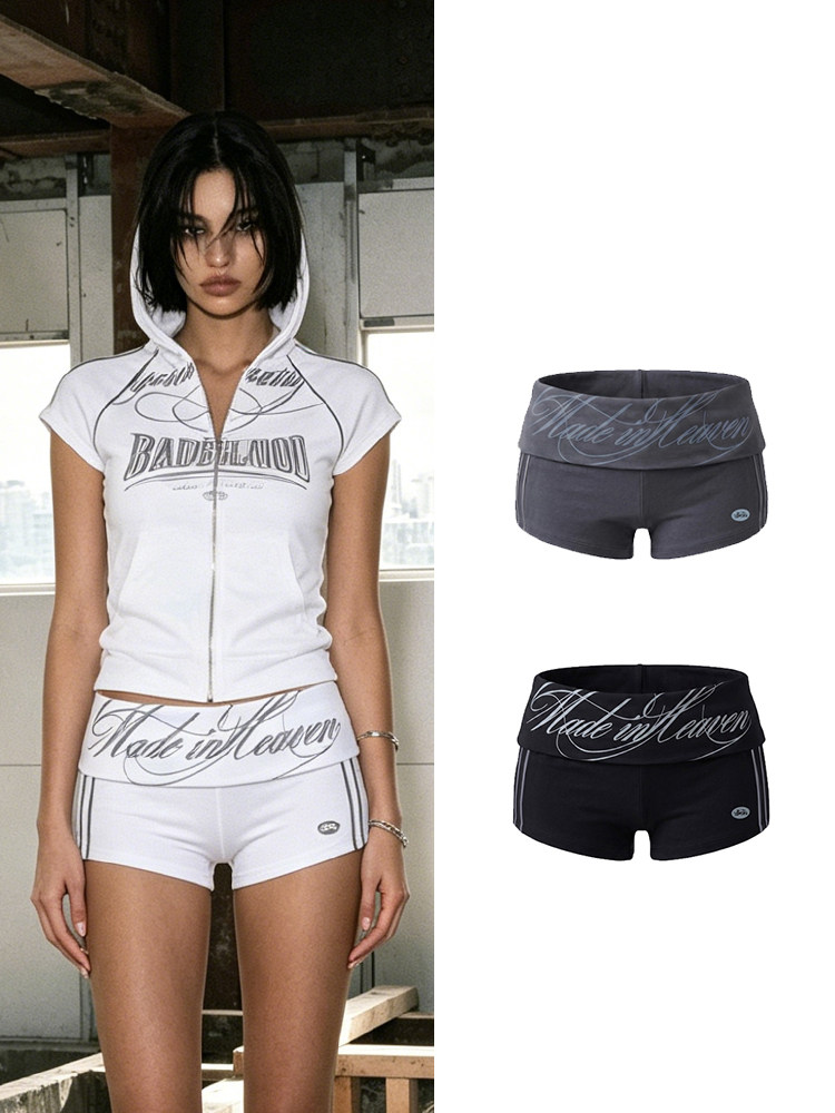 Badblood Women's Graphic Print Slim Fit Athletic Shorts