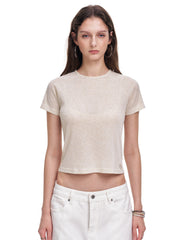 Women's Linen Blend Slim Fit Cropped T-Shirt