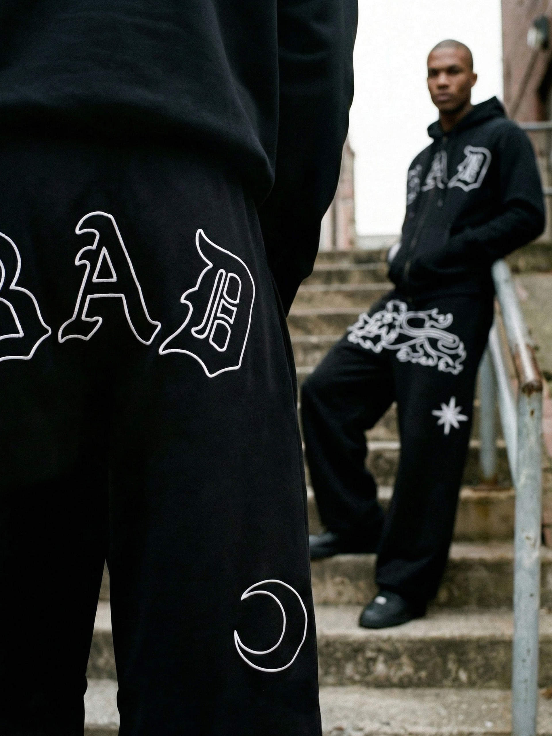 Badblood Unisex Vintage Embroidered Wide-Leg Sweatpants