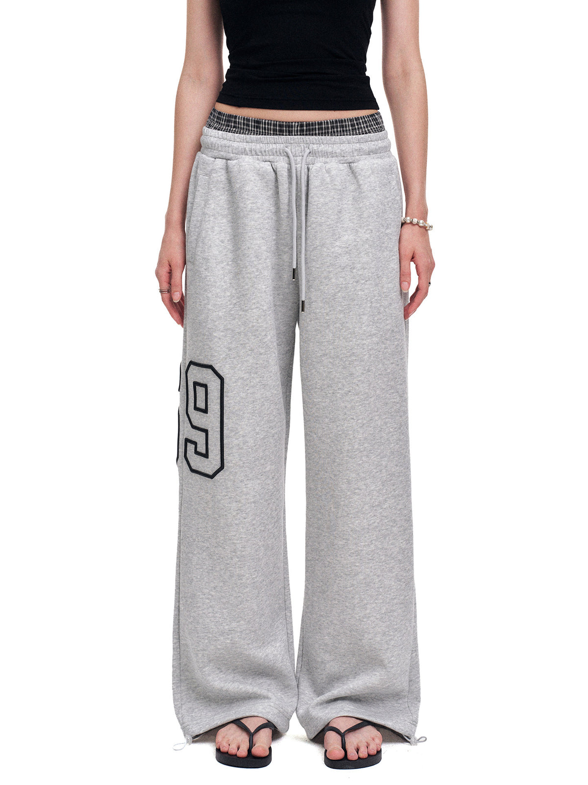 Unisex Fake Two-Piece Wide-Leg Sweatpants