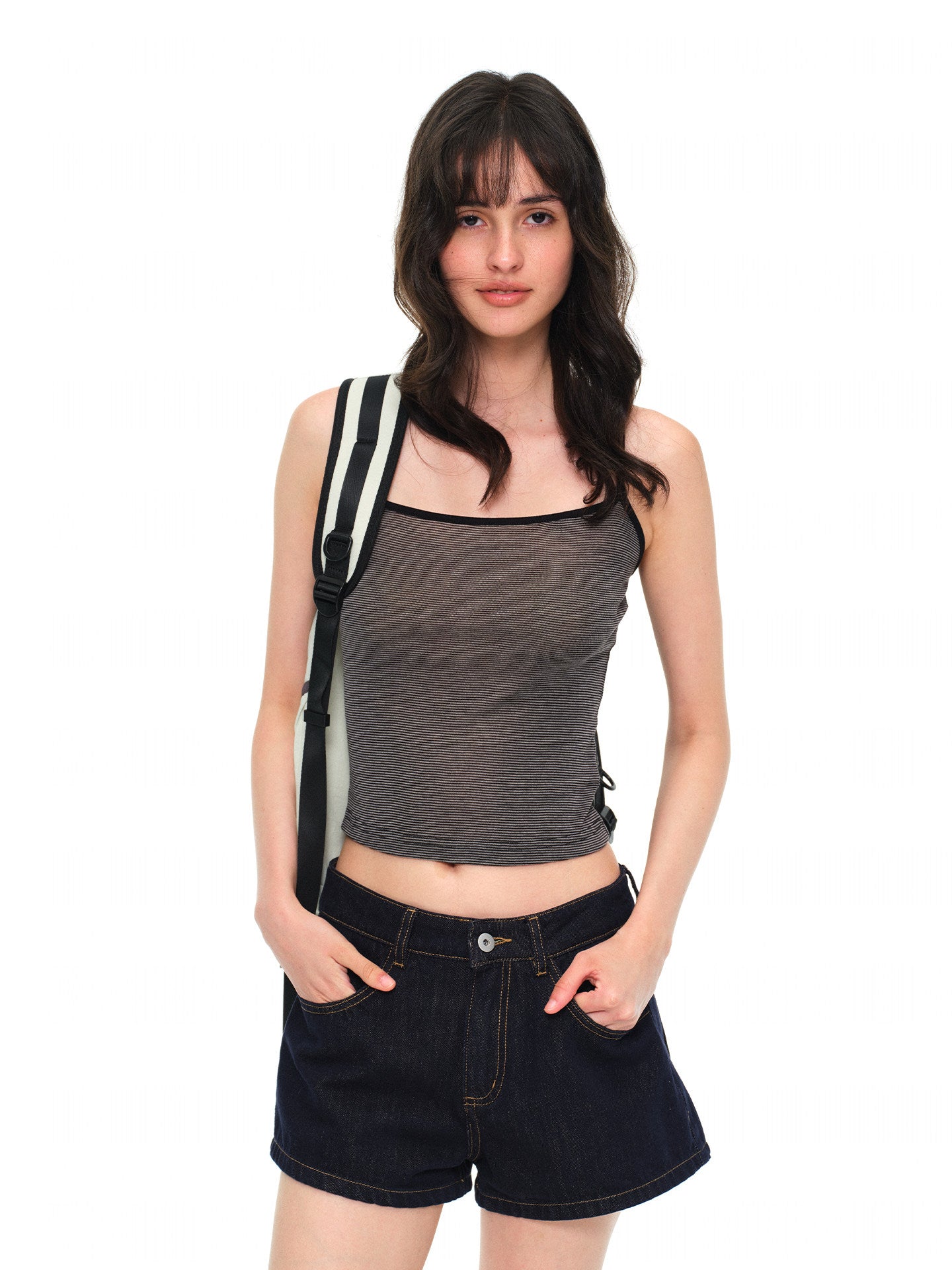 Women's TENCEL™ Striped Deep U-Neck Cami Tank Top