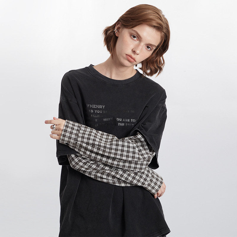 HeyHenry Streetwear Faux Two-Piece Long Sleeve T-Shirt