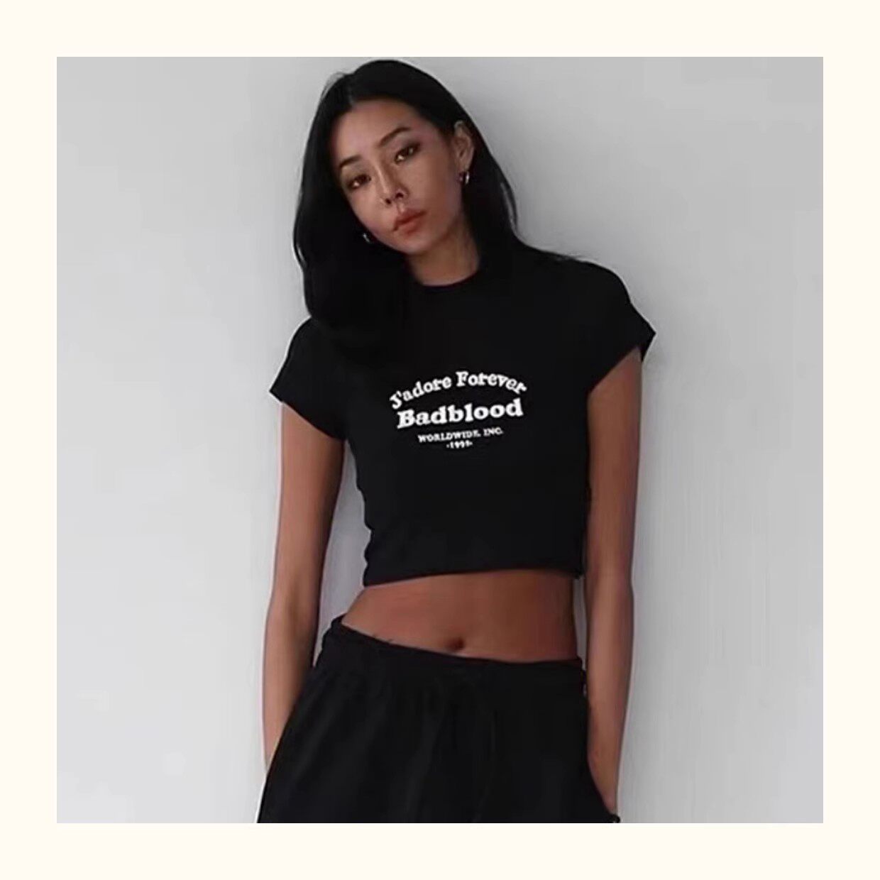 Badblood Women's 100% Cotton Cropped Crew Neck Short Sleeve Tee