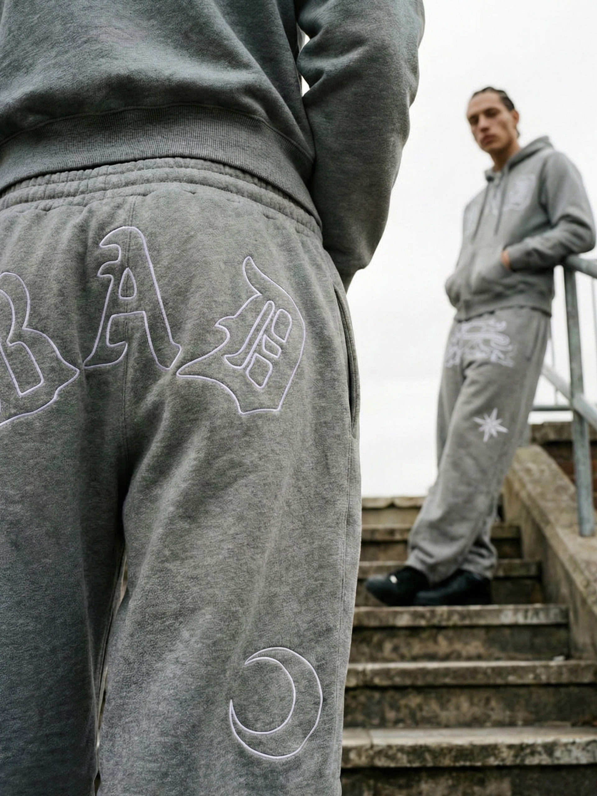 Badblood Unisex Vintage Embroidered Wide-Leg Sweatpants