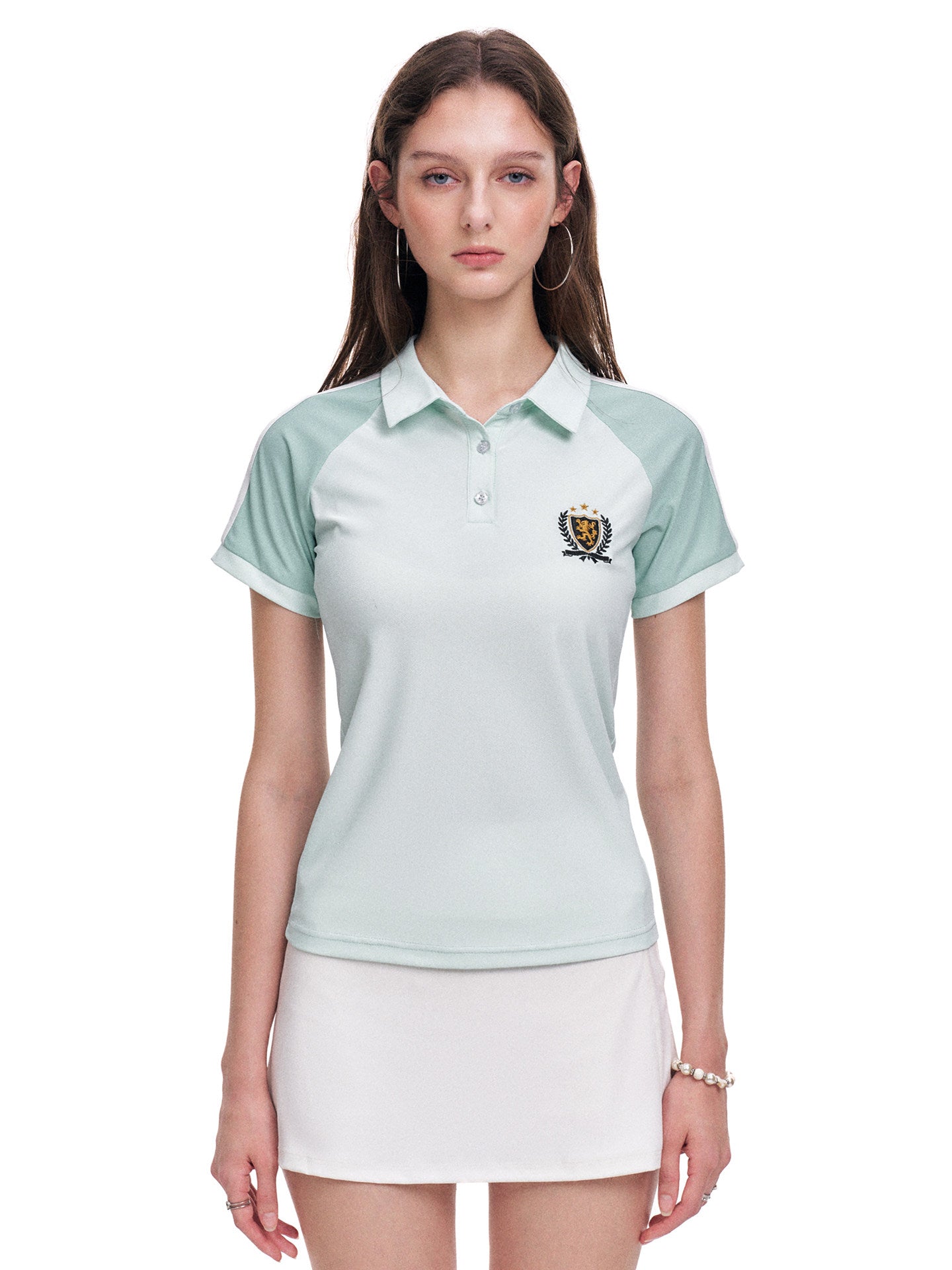 Women's Mint Green Polo Collar Quick-Dry Sports T-Shirt