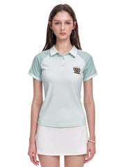 Women's Mint Green Polo Collar Quick-Dry Sports T-Shirt