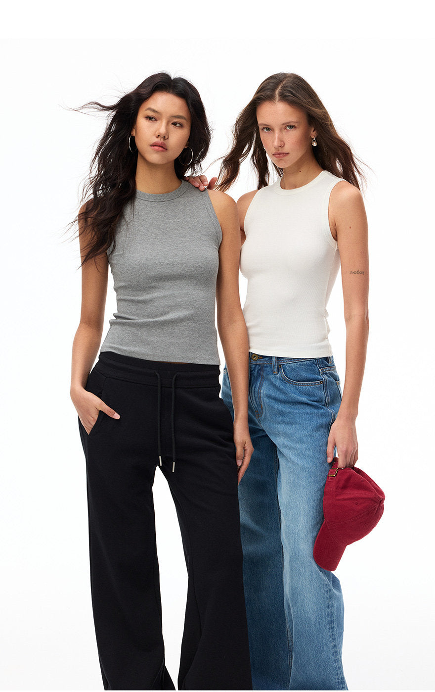 Women's Slim Fit Crew Neck Sleeveless Tank Top