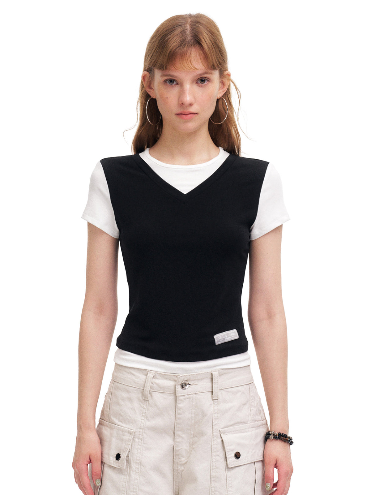 Women's TENCEL™ Lyocell Layered Color Block Slim Fit T-Shirt