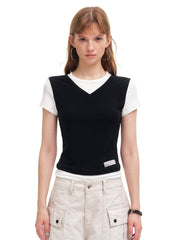 Women's TENCEL™ Lyocell Layered Color Block Slim Fit T-Shirt