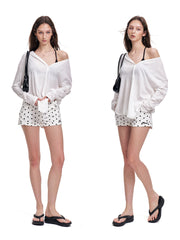 Women's Vintage Polka Dot Low-Rise Foldover Shorts