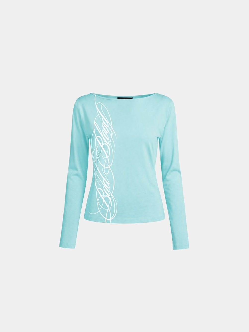 Badblood Women's Letter Print Boat Neck Slim Fit Long Sleeve T-Shirt