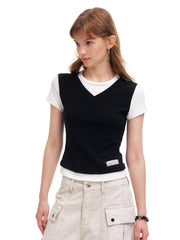 Women's TENCEL™ Lyocell Layered Color Block Slim Fit T-Shirt