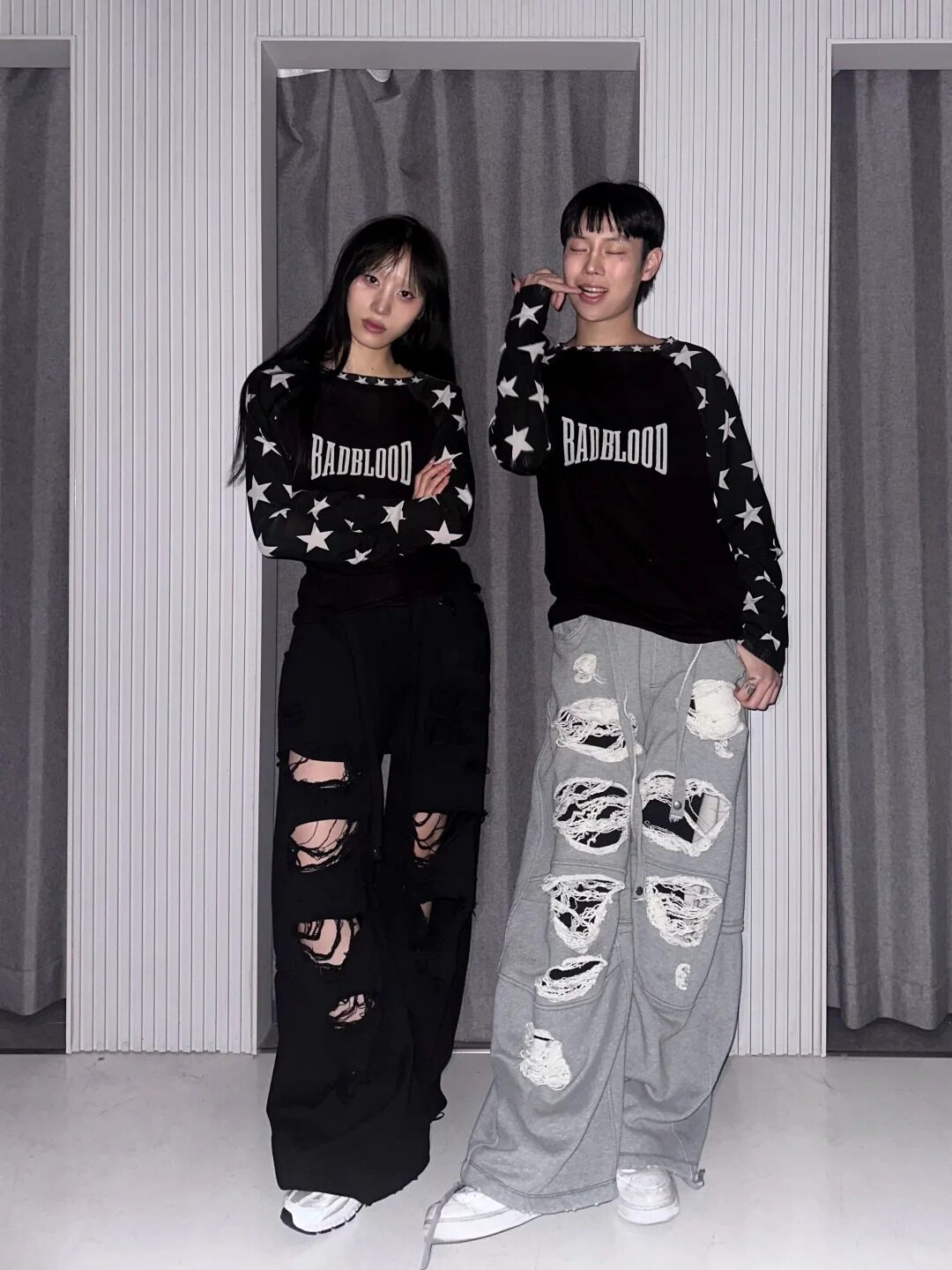 Badblood Unisex Distressed Drawstring Wide-Leg Sweatpants