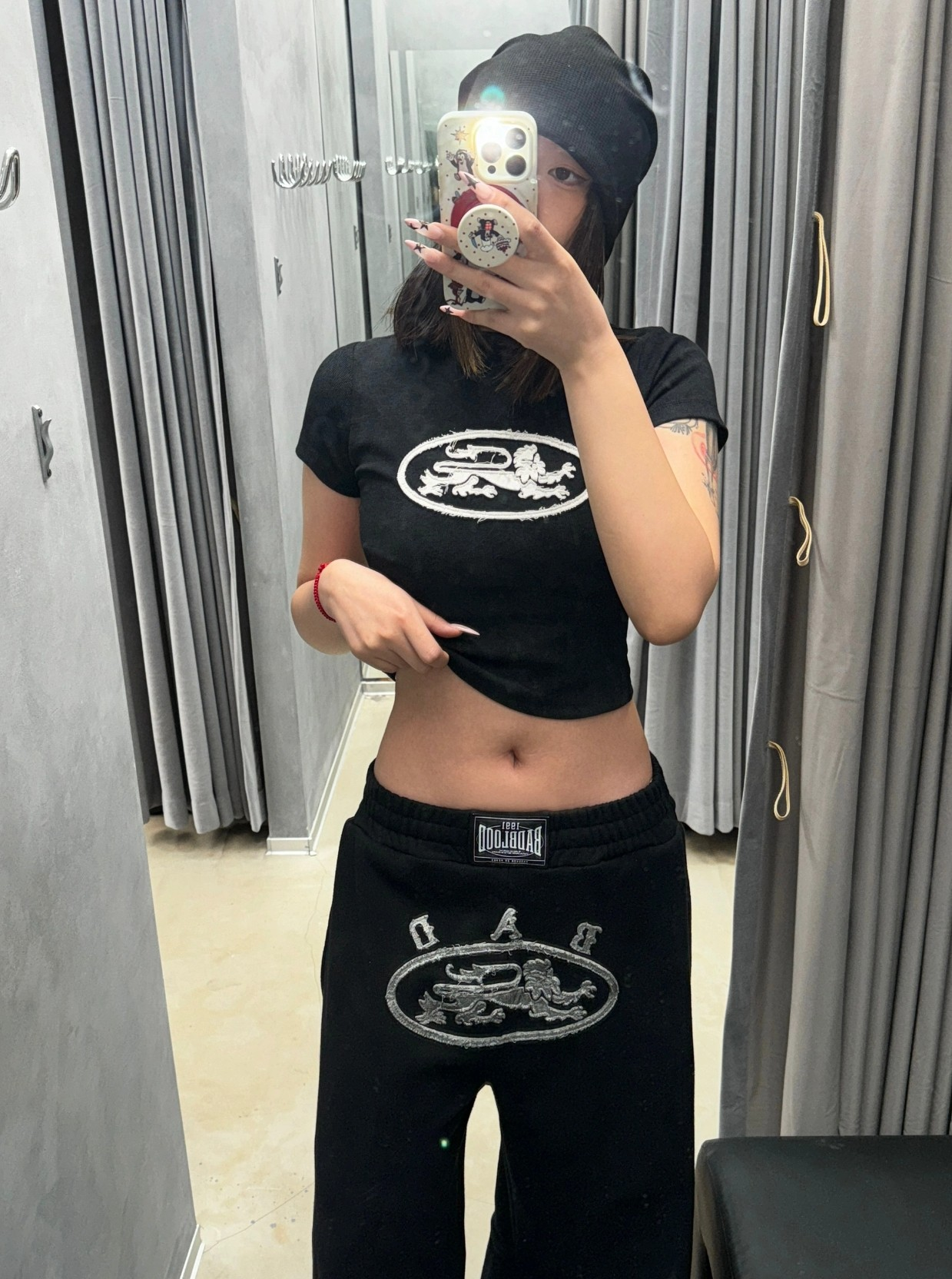 Badblood Women's Vintage Washed Embroidered Cropped T-Shirt